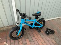 Barncykel 12 tum blå med stödhjul