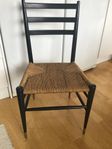 Stol, 1950/1960- tal, flätad sits, mässingfötter