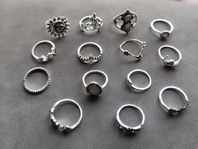14-Pack Vintage Silver Ringar