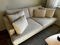 Beige manchestersoffa – 3-sits, nyskick