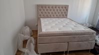 kontinentalsäng 160x200 i sammet (beige)