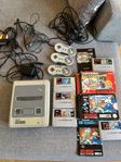 snes konsol + spel