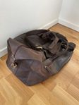 Large leather finish duffle bag, weekender bag, brown