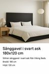 Sänggavel i svart ask - Viking Beds (NY, i kartong)