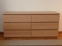 Ikea Malm byrå vitlaserad ek