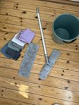 Nytt städset hink + mopp och skaft + mikrofiber - cleaning