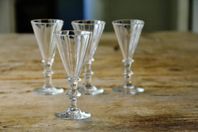 Antika munblåsta paraplyglas 4st