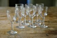 Antika munblåsta likörglas 9st 