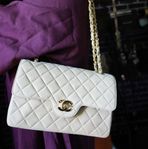 Chanel Classic Flap Small beige/guld vintage