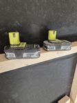 två ryobi batteri 1.5 ah med ny laddare