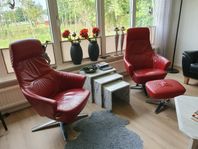2 snurrfåtölj med recliner och 1 fotpall