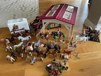 Massor av schleich (hästar, pickup, skötplats, ridskola mm