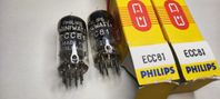 Matchat par Philips ECC81 NOS Square Getter! sällsynta!!