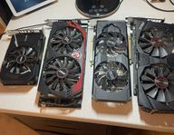 4 st grafikkort – GTX 1060, GTX 1050, GTX 970, R9 280X