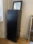 Byrå med spegel, 6 lådor, svart, IKEA