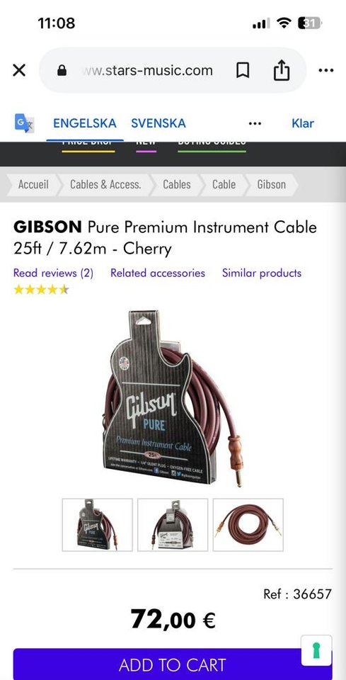 Gibson pure sound musik kabel...