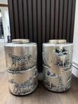2 st burkar/urnor med leopardmotiv