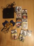 Playstation 3 Slim med 3st. handkontroller och 18st. spel