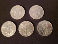 5st, 1oz Silvermynt Amerikansk Silver Eagle