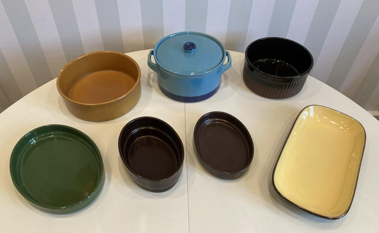 7 äldre ugnsformar fat kastru...