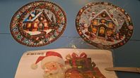 2 st runda julbilder och 1 st Tomte