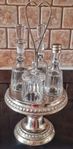 Vacker Retro CRUET SET i silverplätering , 4 glasflaskor