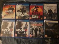 sex PS4-spel och två PS5-spel.