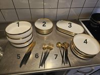 Full Kök Set Porslin - (Lyxigt Guld Vitt)