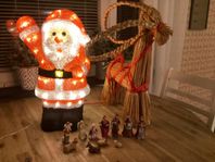 Julbelysning tomte,  julbock, julkrubbsfigurer