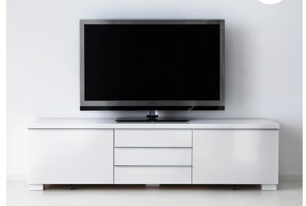 BESTÅ BURS Tv-bänk, högglans ...