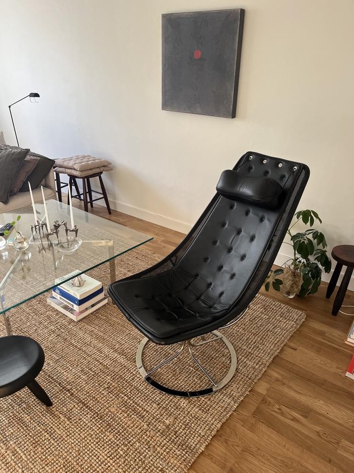 Jetson fåtölj – svart läder /...