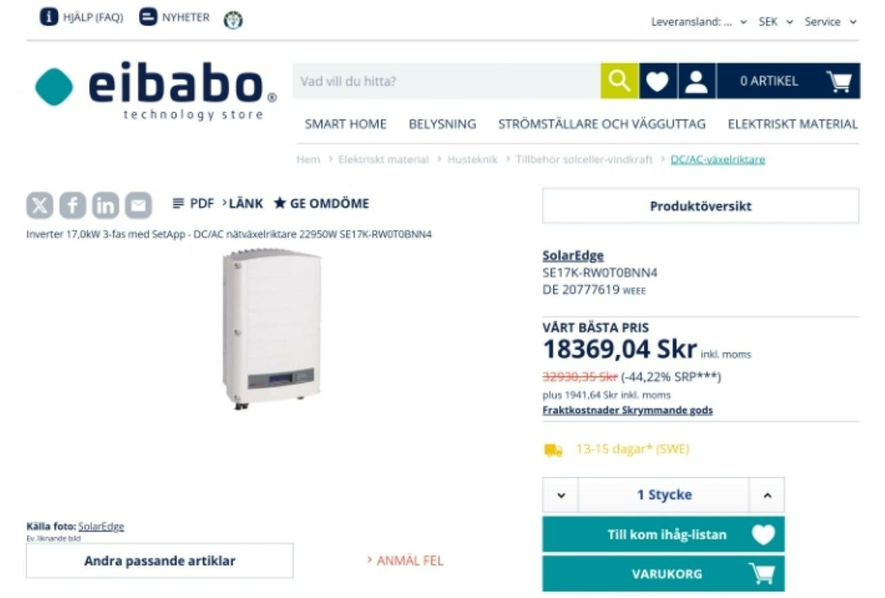 SolarEdge SE17K-RW0T0BNN4 DE ...