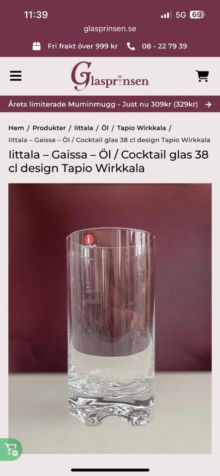 Ittala glas Gaissa 
